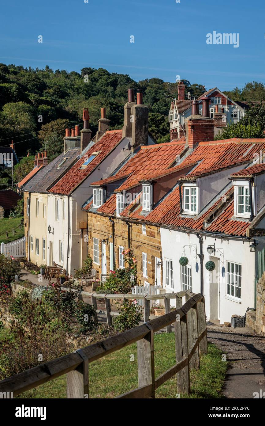 Traditional cottages at Sandsend nr Whitby North Yorkshire England