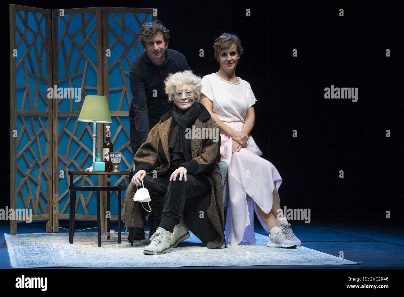 The actors Gabino Diego and Cecilia Solaguren during the performance of the theater play 'Los mojigatos' directed by Magüi Mira, at the Bellas Artes theater in Madrid. on October 27, 2020 in Madrid, Spain. (Photo by Oscar Gonzalez/NurPhoto) Stock Photo
