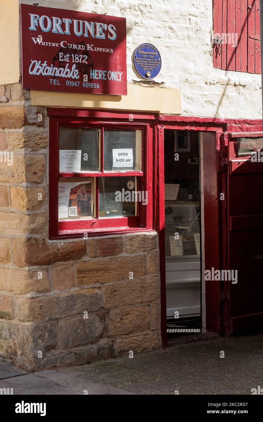 Fortunes Shop famous for their Whitby Cured Kippers Whitby North Yorkshire England Stock Photo