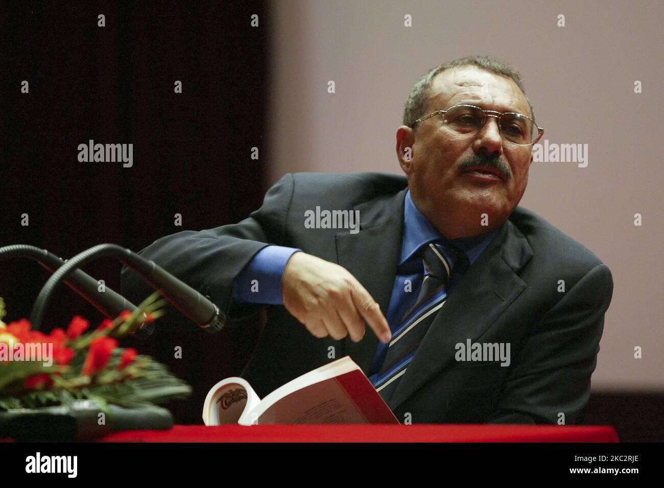 Former Yemen President Ali Abdullah Saleh held on special lecture at Seoul National University in Seoul, South Korea on April 26, 2005. Lecture about The realization process of Yemeni unification. (Photo by Seung-il Ryu/NurPhoto) Stock Photo