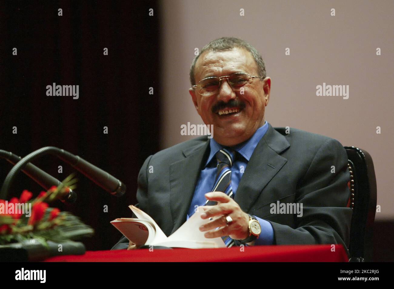 Former Yemen President Ali Abdullah Saleh held on special lecture at Seoul National University in Seoul, South Korea on April 26, 2005. Lecture about The realization process of Yemeni unification. (Photo by Seung-il Ryu/NurPhoto) Stock Photo