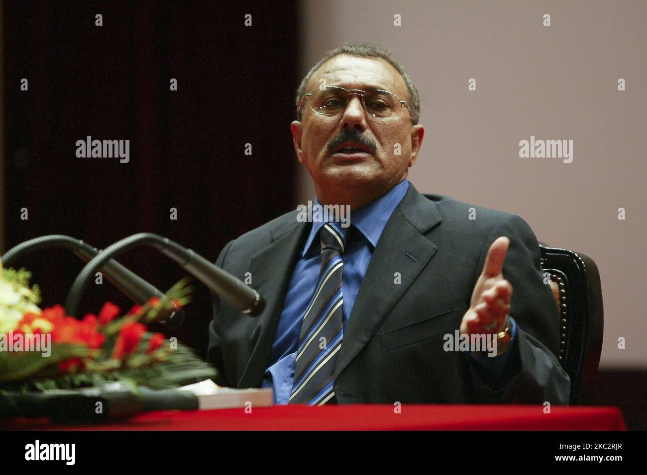 Former Yemen President Ali Abdullah Saleh held on special lecture at Seoul National University in Seoul, South Korea on April 26, 2005. Lecture about The realization process of Yemeni unification. (Photo by Seung-il Ryu/NurPhoto) Stock Photo