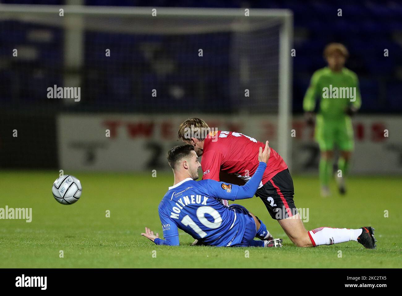 Hartlepool United's Luke Molyneux in action with Altrincham's Andy News  Photo - Getty Images