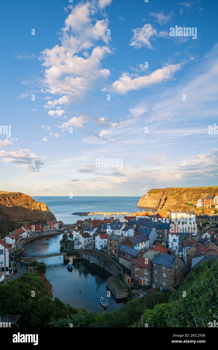 Staithes Harbour North Yorkshire England in the evening light Stock Photo