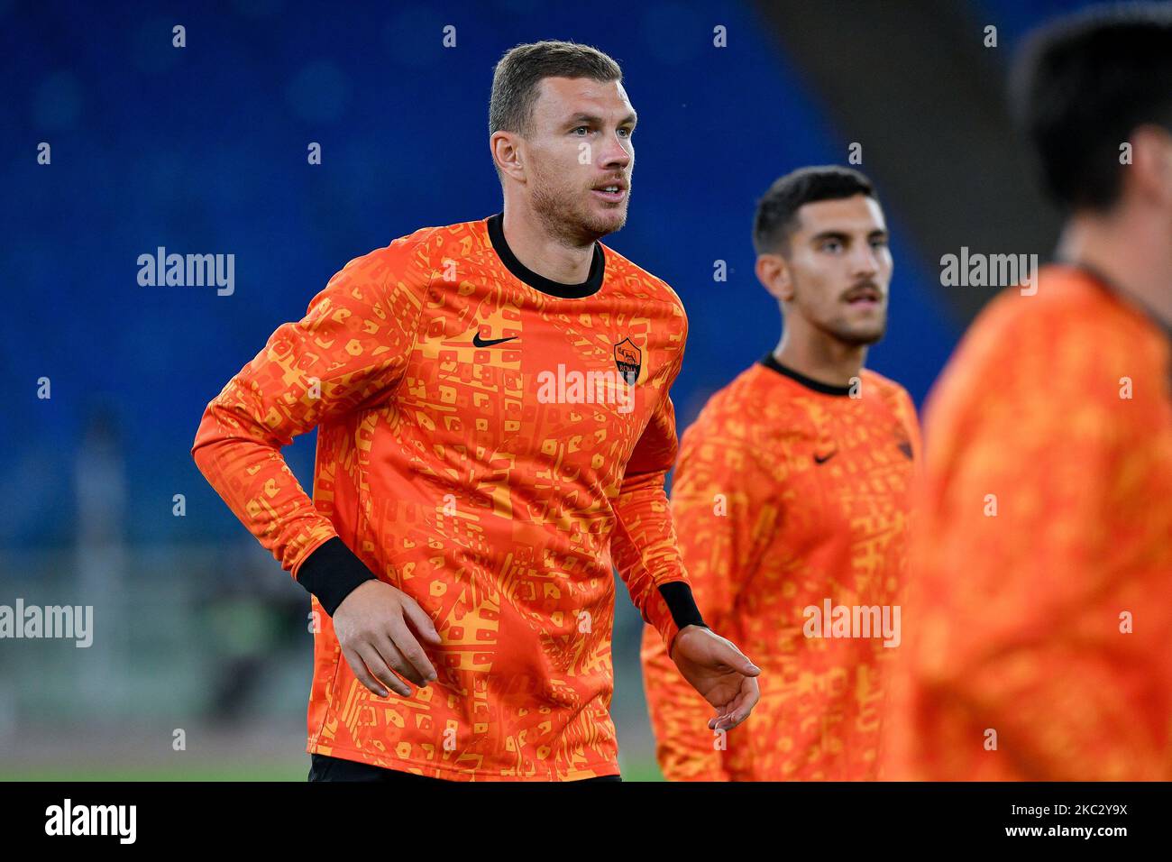 Edin Dzeko of AS Roma looks on during the UEFA Europa League Group A ...