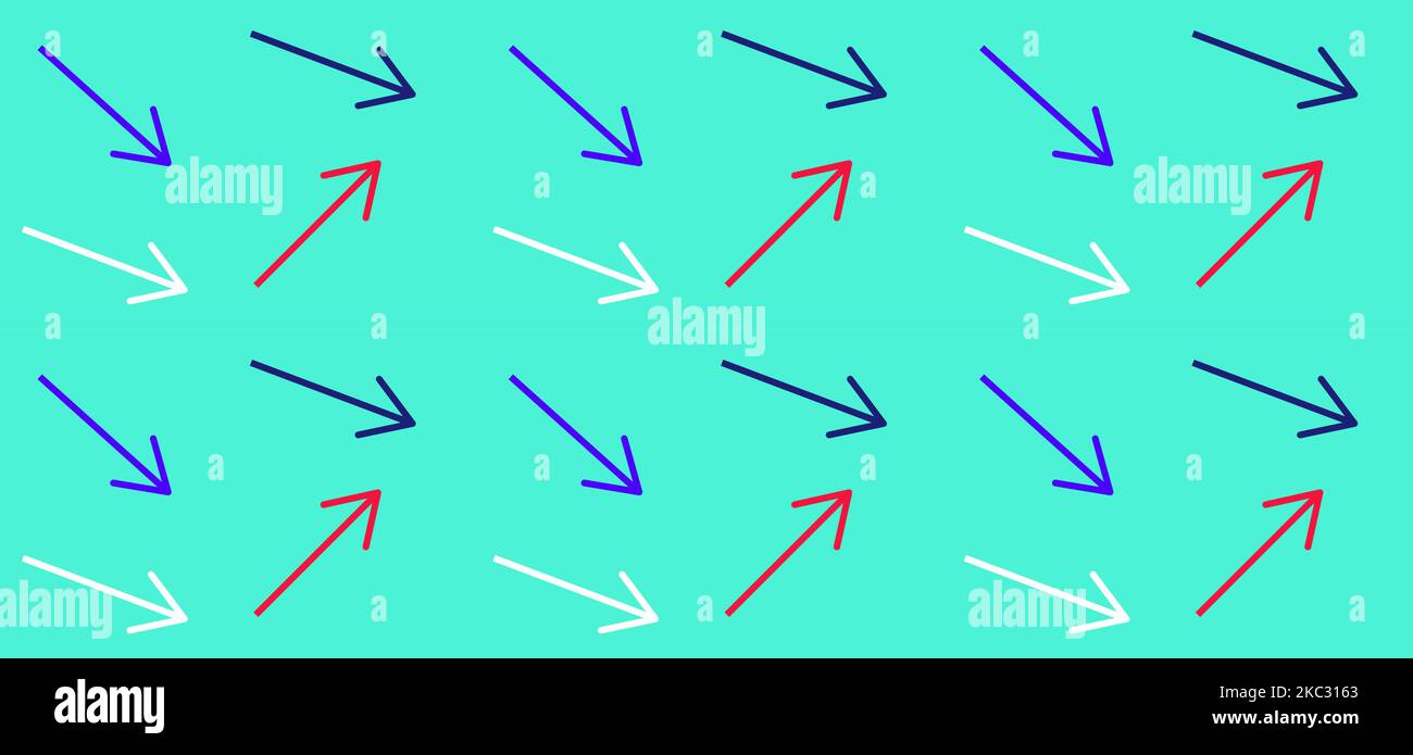Arrows in different directions, seamless vector wallpaper, punchy forms