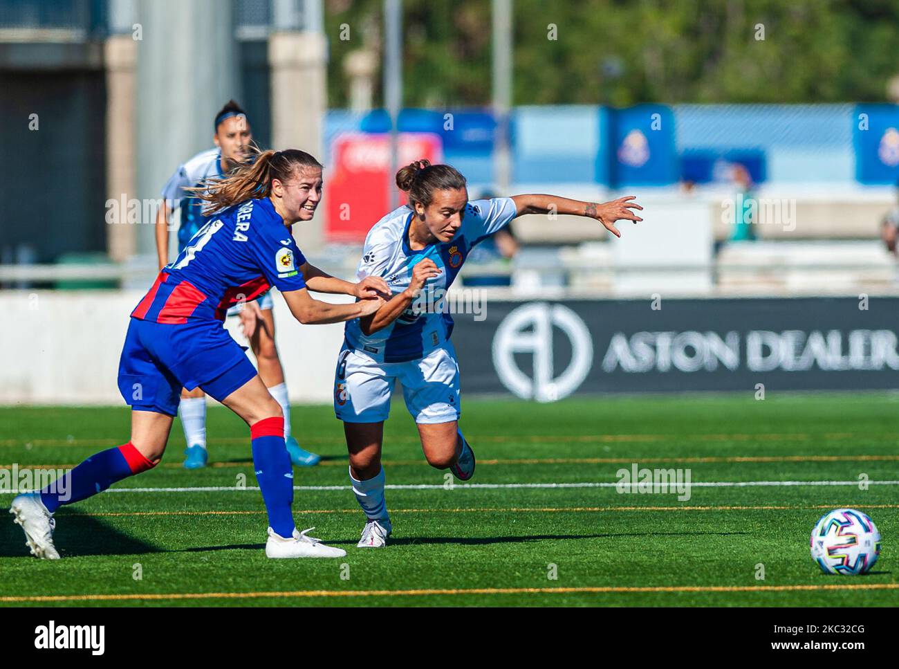 Carla morera and Anair during the match between RCD Espanyol and SD Eibar, corresponding to the week 4 of the Liga Primera Iberdrola, played at the Dani Jarque Sports City , on October 30, 2020 in Barcelona, Spain. (Photo by Xavier Ballart/Urbanandsport/NurPhoto) Stock Photo