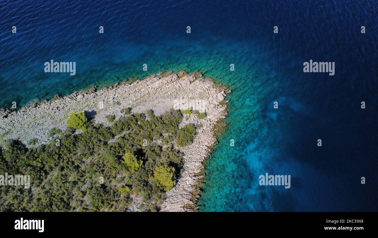 An aerial view of the Zarace Bay in Hvar island, Croatia Stock Photo ...