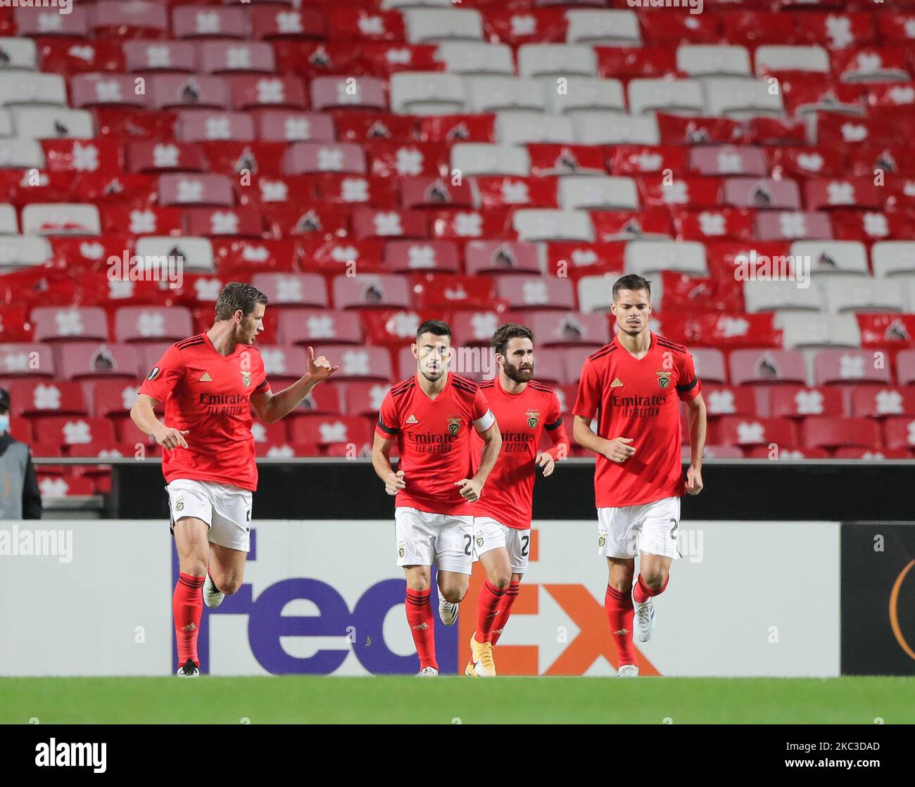 Pizzi of SL Benfica celebrates after scoring a goal during the UEFA Europa League Group D stage match between SL Benfica and Rangers FC at Estadio da Luz on November 5, 2020 in Lisbon, Portugal. (Photo by Paulo Nascimento/NurPhoto) Stock Photo