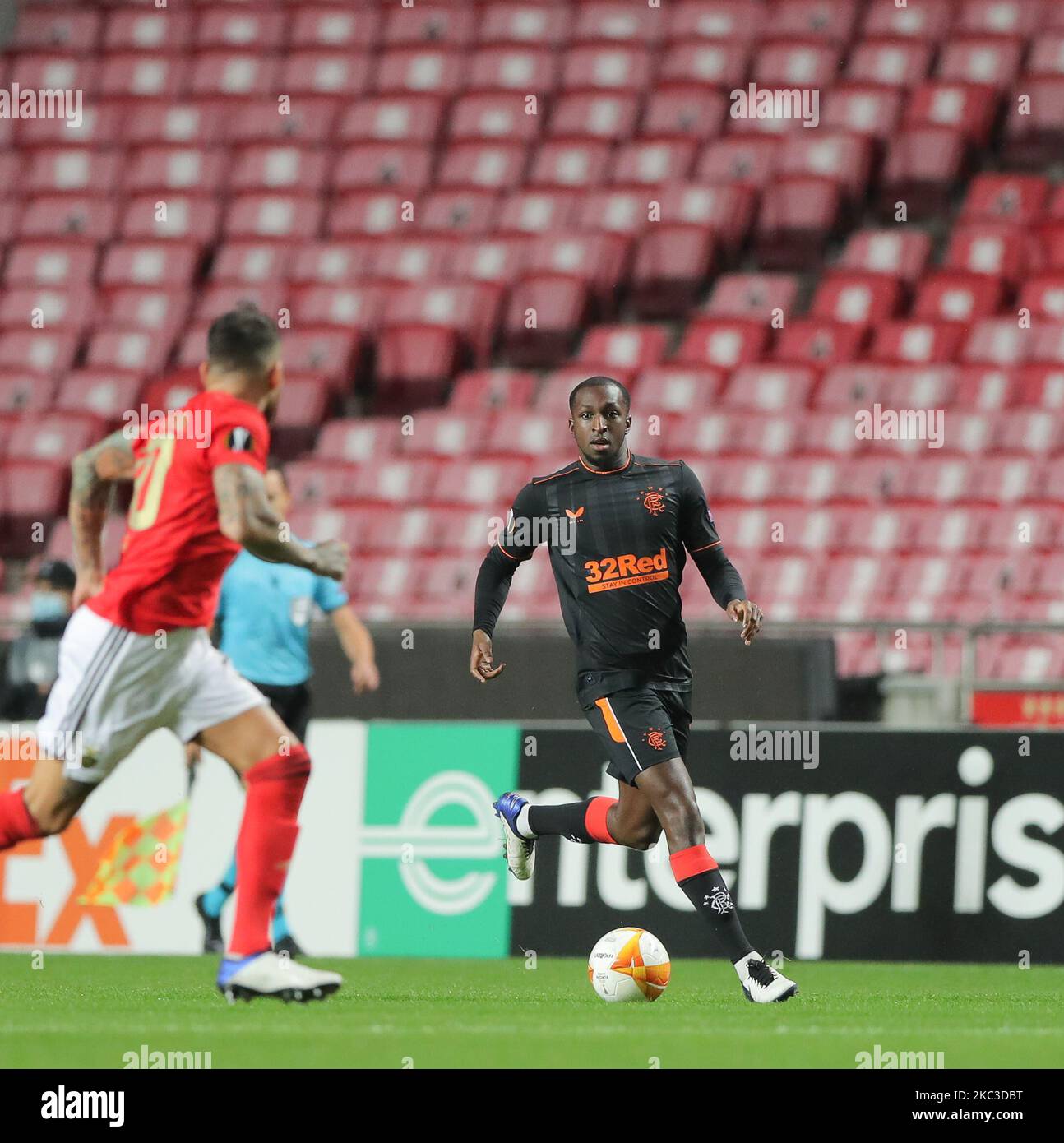 Glen Kamara of Rangers FC in action during the UEFA Europa League Group D stage match between SL Benfica and Rangers FC at Estadio da Luz on November 5, 2020 in Lisbon, Portugal. (Photo by Paulo Nascimento/NurPhoto) Stock Photo