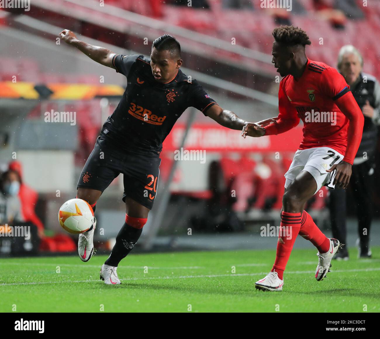 Alfredo Morelos of Rangers FC in action during the UEFA Europa League Group D stage match between SL Benfica and Rangers FC at Estadio da Luz on November 5, 2020 in Lisbon, Portugal. (Photo by Paulo Nascimento/NurPhoto) Stock Photo