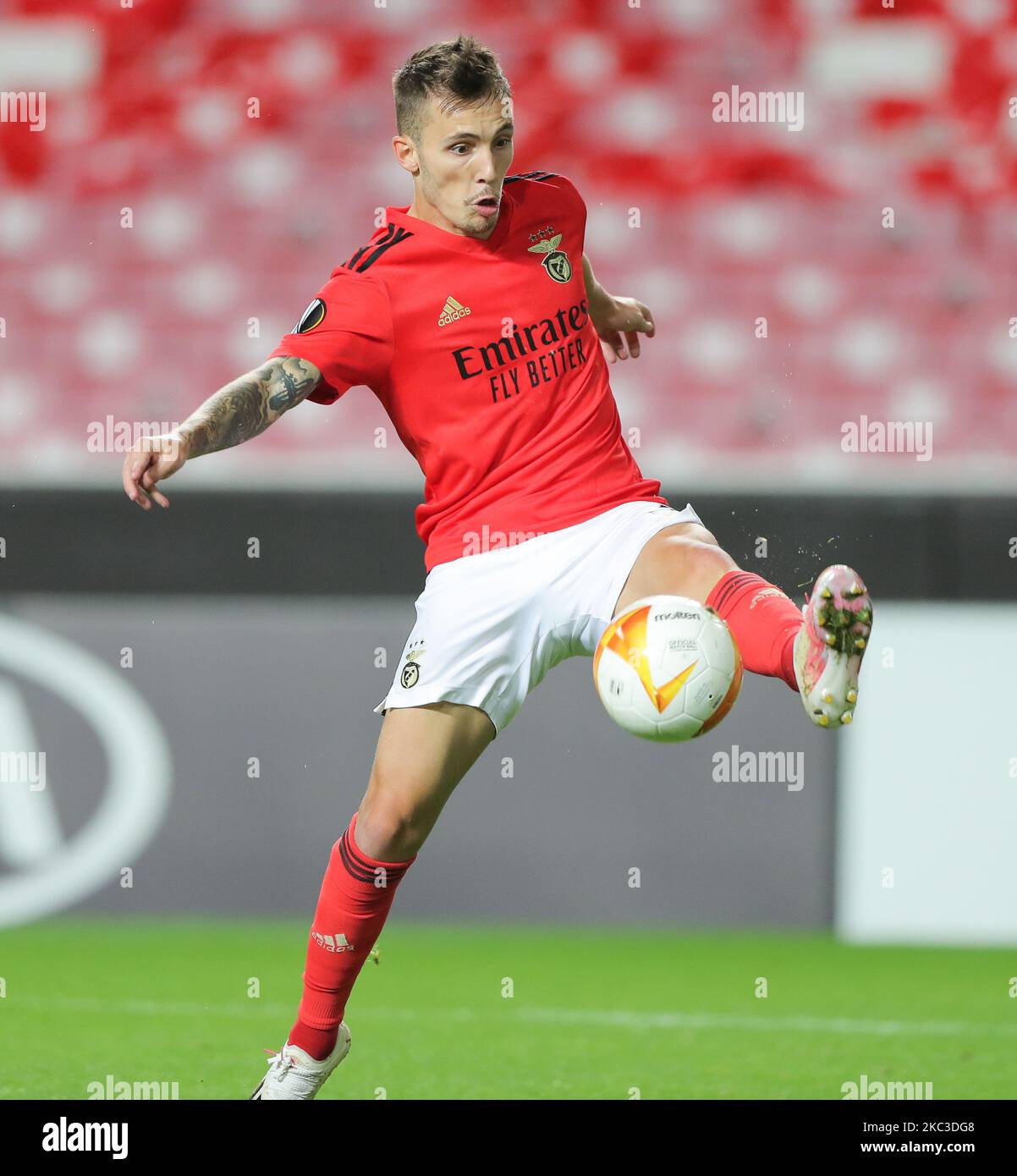 Alex Grimaldo of SL Benfica in action during the UEFA Europa League Group D stage match between SL Benfica and Rangers FC at Estadio da Luz on November 5, 2020 in Lisbon, Portugal. (Photo by Paulo Nascimento/NurPhoto) Stock Photo