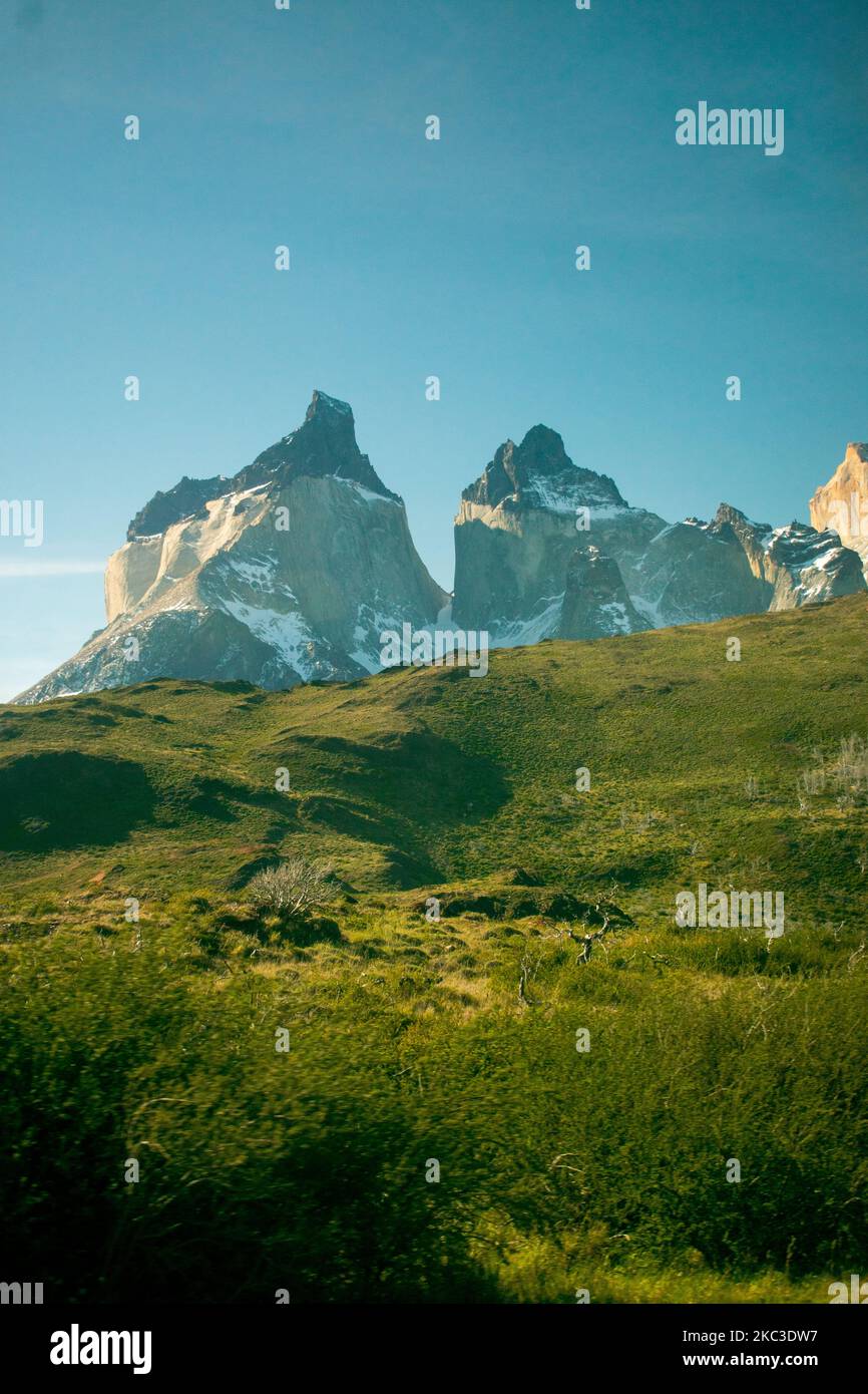 beautiful mountains in torres del paine national park in chile patagonia Stock Photo
