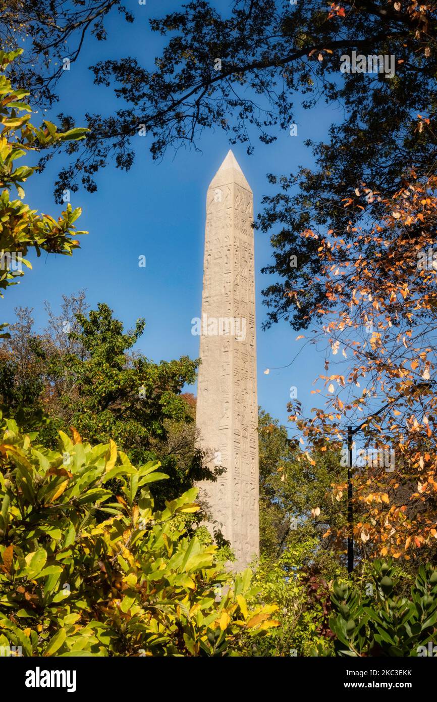 Cleopatra's Needle Obelisk With Fall Foliage In Central Park, New York ...