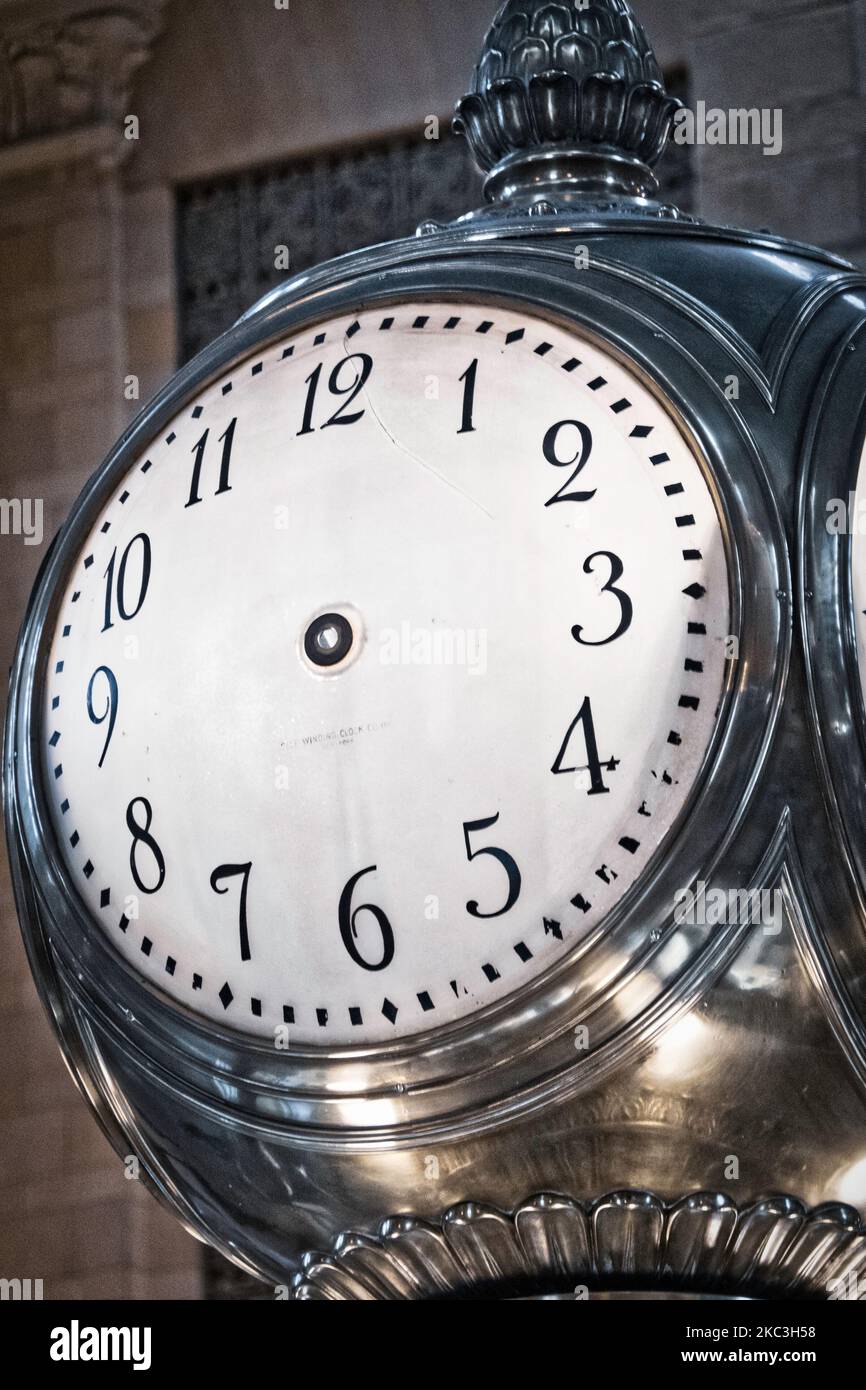 The clock at Grand Central with no hands emphasizes the concept of timelessness, 2022, New York City, USA Stock Photo