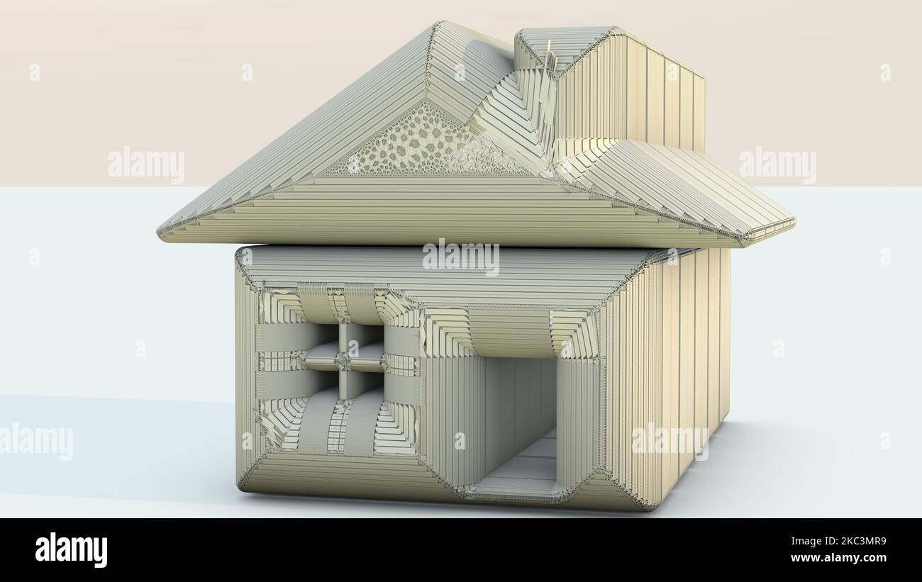 3D Illustration of a house for modern Architects, Artisans, Artists, Engineers, Builders, 3D Modelers, and Estate Developers. Stock Photo