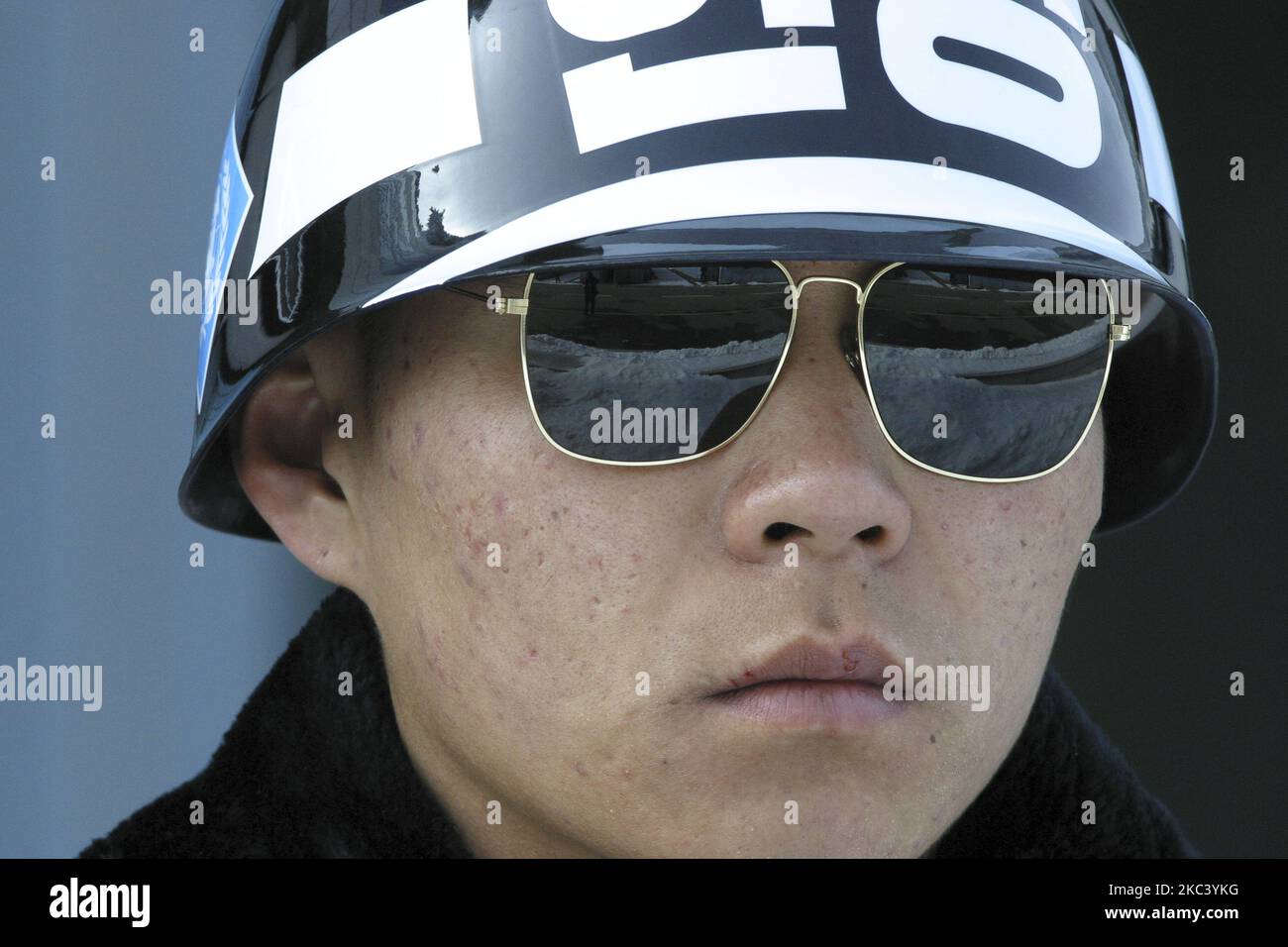South Korean Military guard stand off their post at truce village