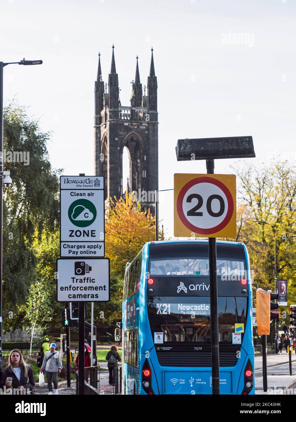 Newcastle upon Tyne is about to begin congestion charging, but only of busses, taxis and delivery vehicles therefore stoking prices while having minim Stock Photo