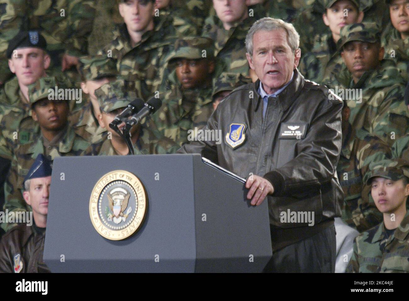 U.S. President W Bush visit after speech addresses at U.S. Air