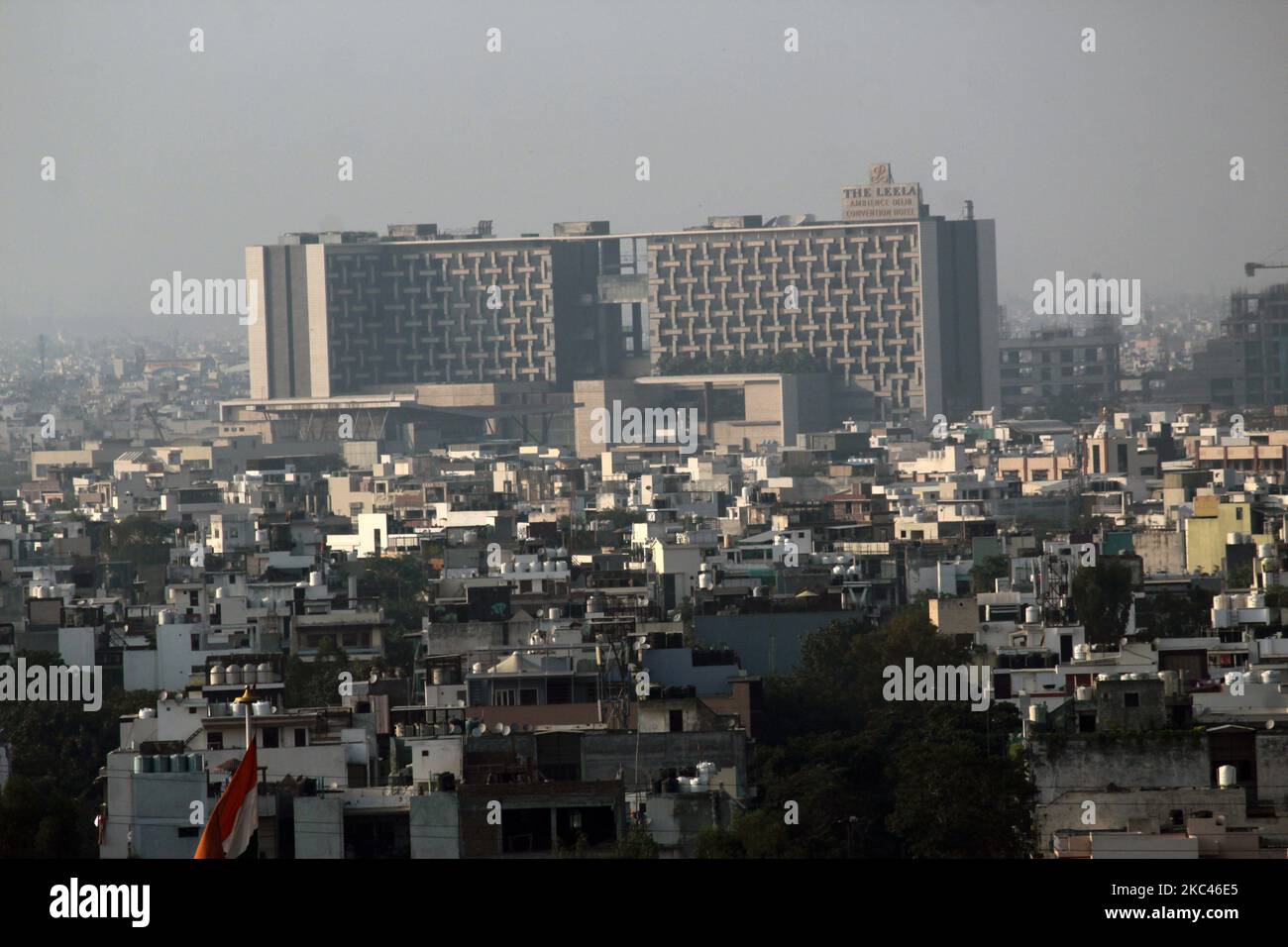 An aerial view showing clear skyline of Delhi NCR region as the air