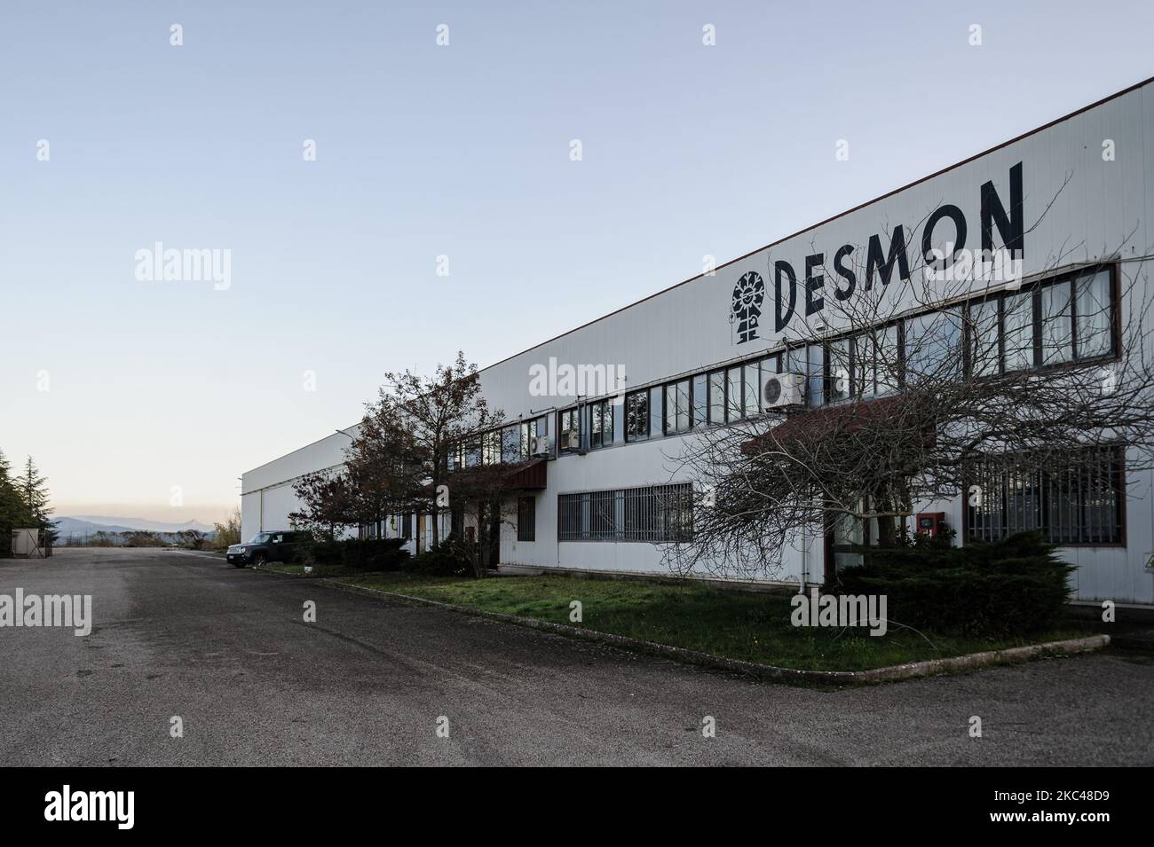 An outdoor view of the industrial shed of the Italian company Desmon, in Nusco in Avellino, southern Italy, on November 19, 2020. Desmon is a company from southern Italy, and works in the refrigeration sector, and will be the producer of the new transport and refrigerated storage system for the new American vaccine of the company Pfizer against the Covid-19 virus, which requires it to be stored at a temperature of -80 C, an extreme specification that only the Italian company Desmon has been able to complete with its two refrigeration systems, one for transport that manages to contain 180,000 d Stock Photo