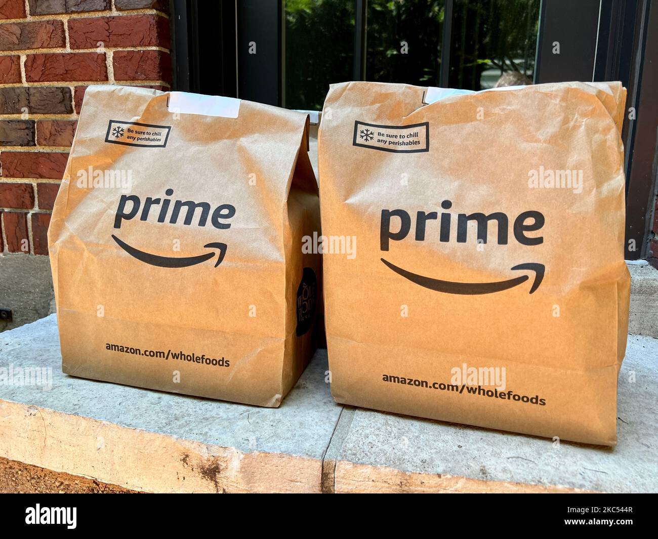 A bag full of groceries from Whole Foods Market was delivered to the