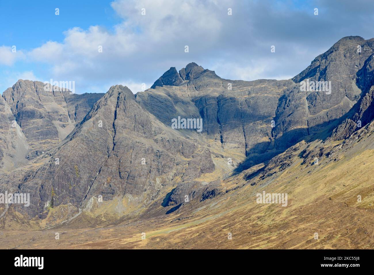Coire na Creiche and the Cuillin Ridge from Glen Brittle, Isle of Skye, Scotland, UK. Stock Photo