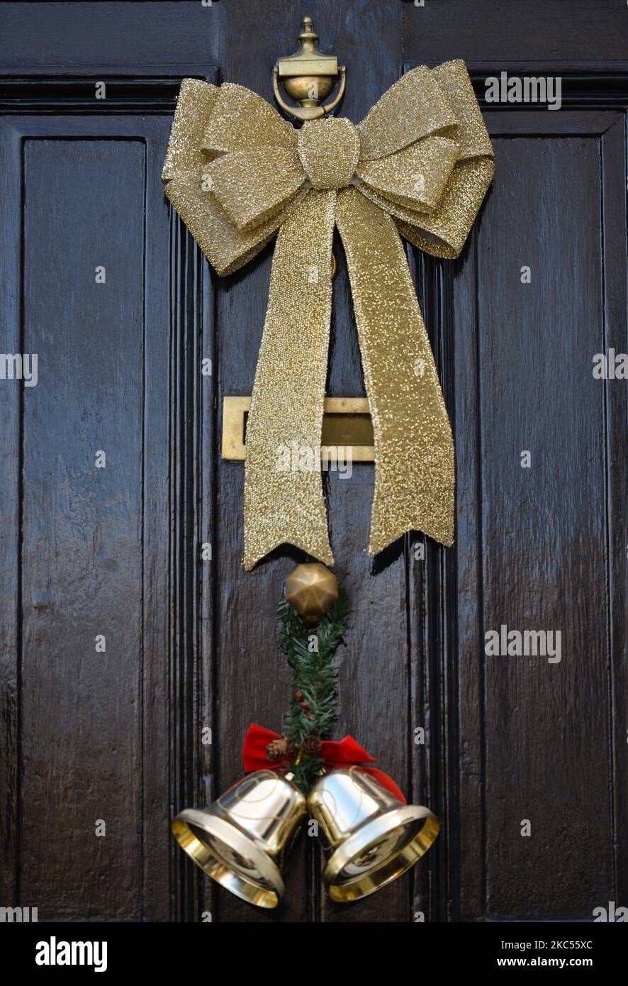 Christmas decorations seen on a door in Ranelagh, area of Dublin. On