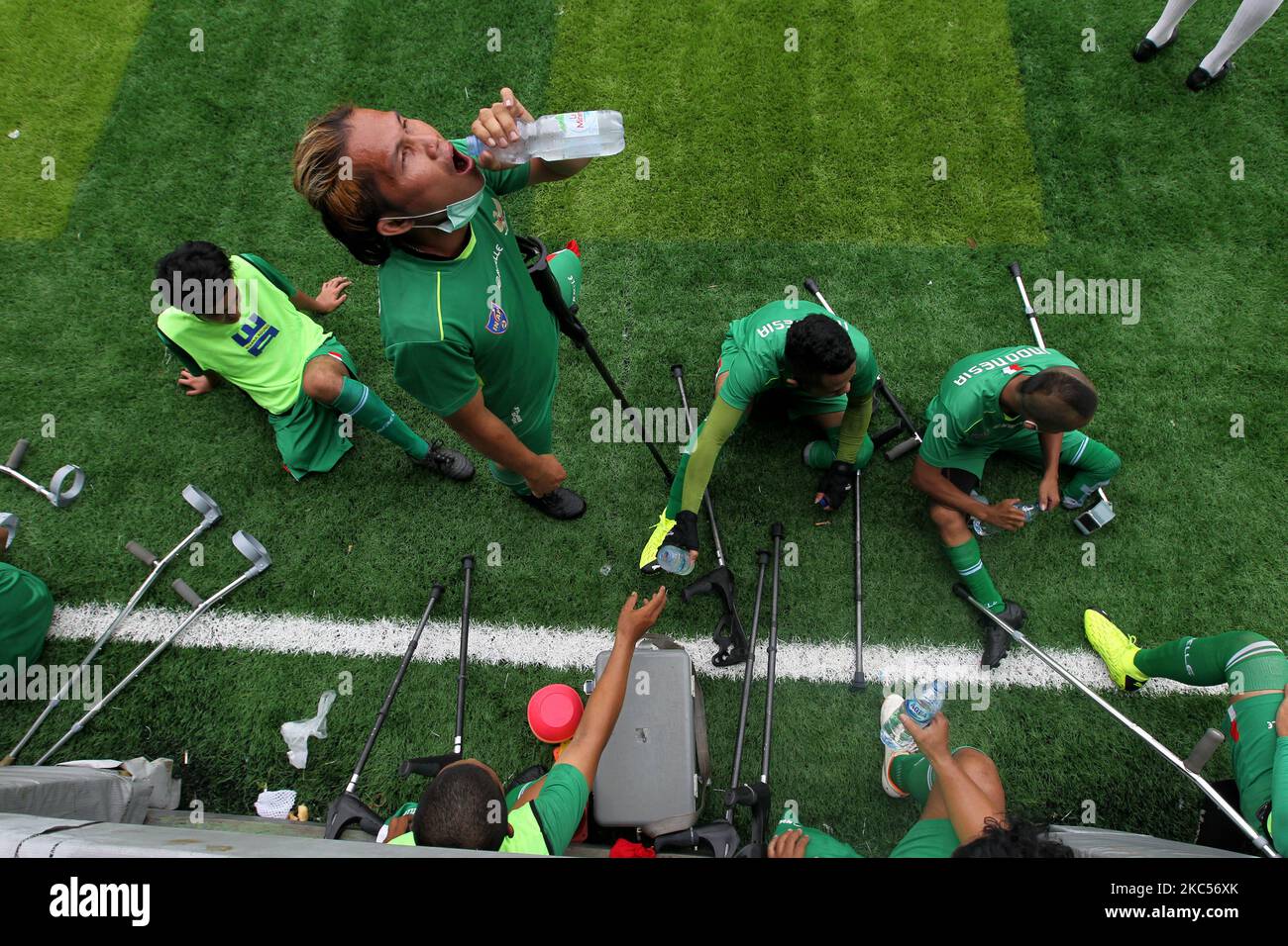 The Garuda Indonesia Amputee Football (INAF) Team footballer conducts