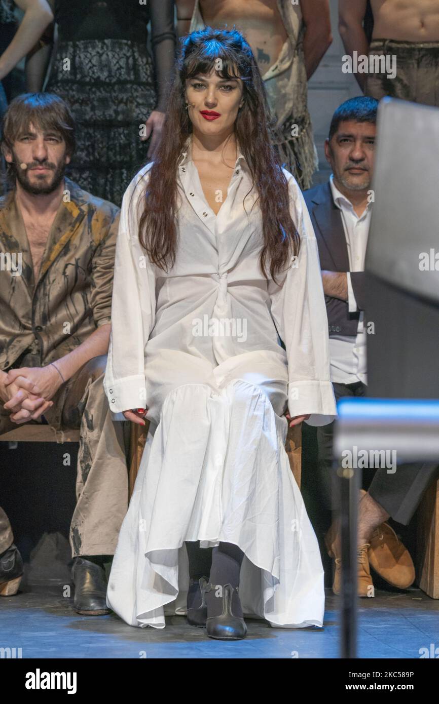 the actress Sara Vega during the performance to present the show YERMA, this Friday at the Teatro de La Latina, in Madrid. December 4, 2020 Spain, (Photo by Oscar Gonzalez/NurPhoto) Stock Photo