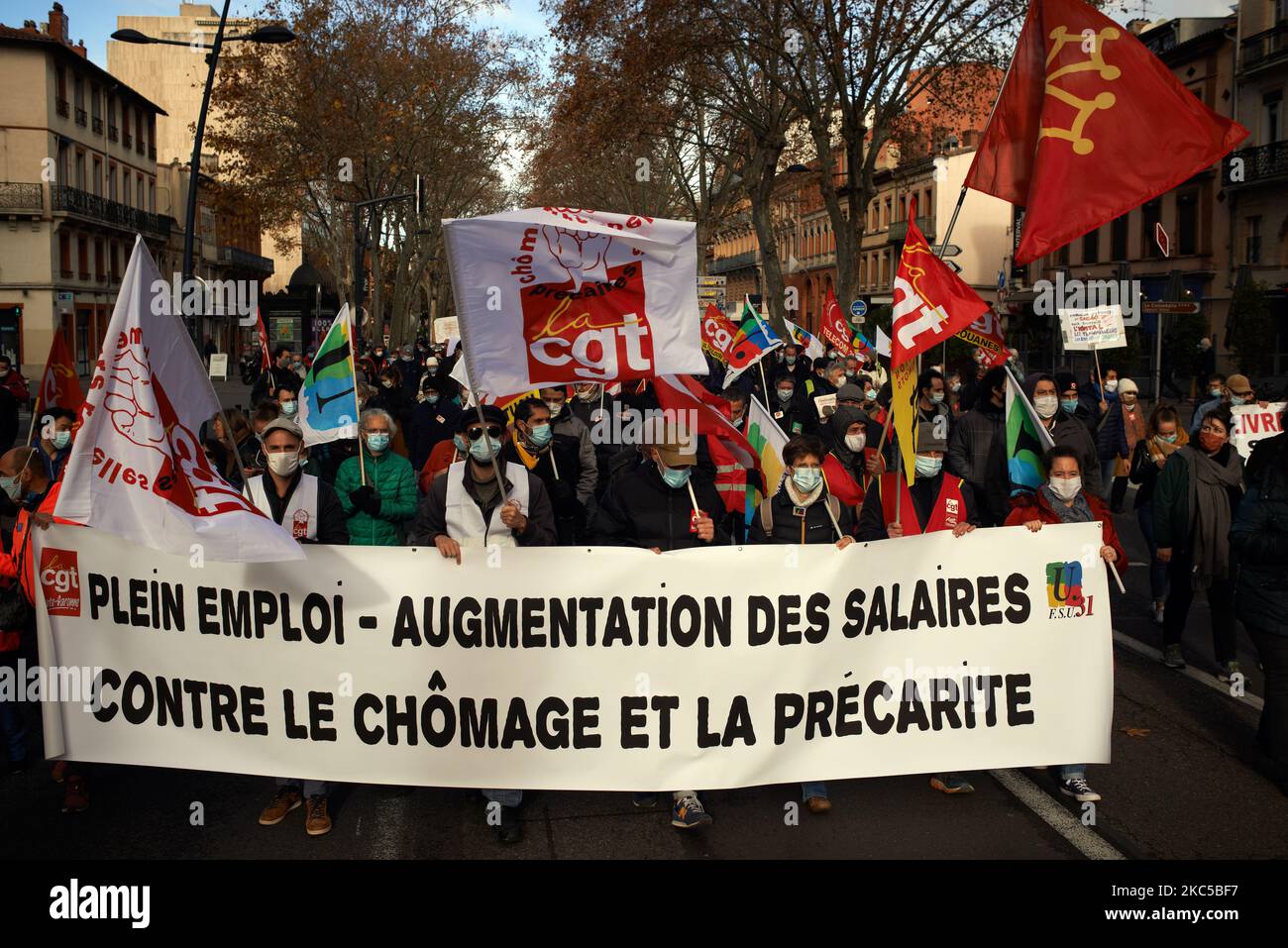 Called by several trade unions, people joined a protest against