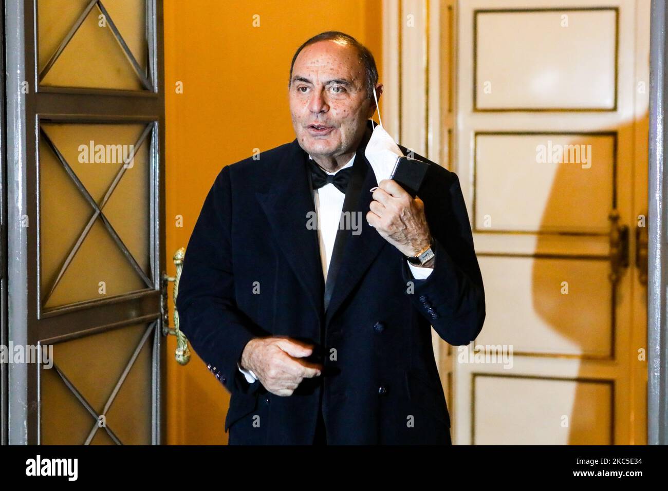 Bruno Vespa during the presentation of the premiere of the Teatro alla Scala in Milan, this year recorded and behind closed doors due to the coronavir emergency, Milan, Italy, on December 07 2020. (Photo by Mairo Cinquetti/NurPhoto) Stock Photo