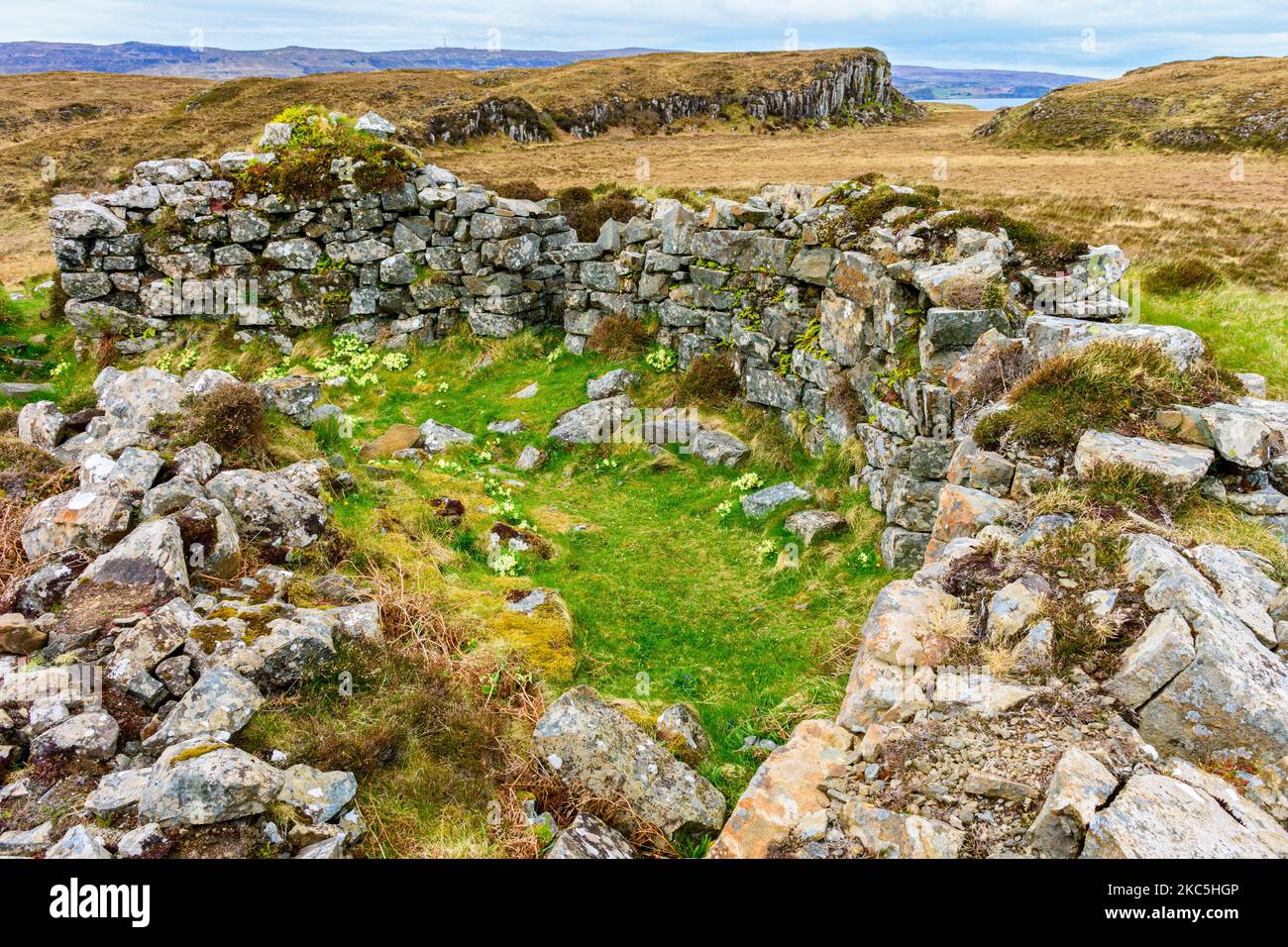 Inside Dùn Fiadhairt Broch, near Dunvegan, Isle of Skye, Scotland, UK