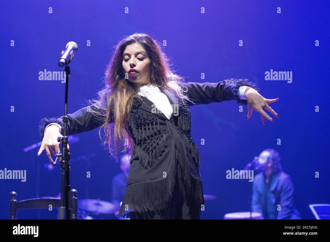 Spanish flamenco singer Solea Morente performs on stage during the Suma Flamenca festival at Teatros del Canal on December 10, 2020 in Madrid, Spain. (Photo by Oscar Gonzalez/NurPhoto) Stock Photo