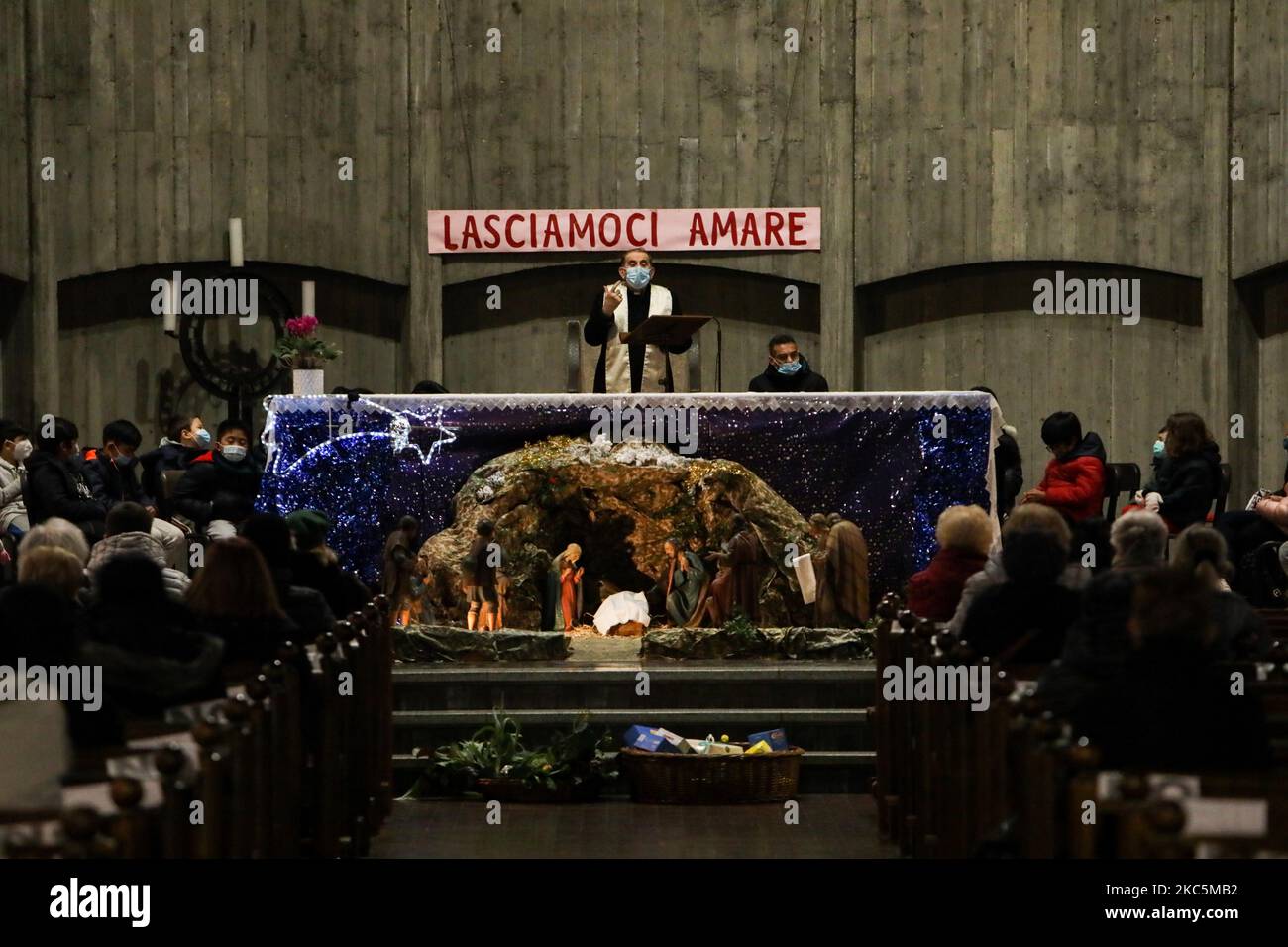 The Archbishop of Milan Mario Delpini blesses the popular area of the city on the occasion of Holy Christmas, Milan, Italy, on December 11 2020. (Photo by Mairo Cinquetti/NurPhoto) Stock Photo