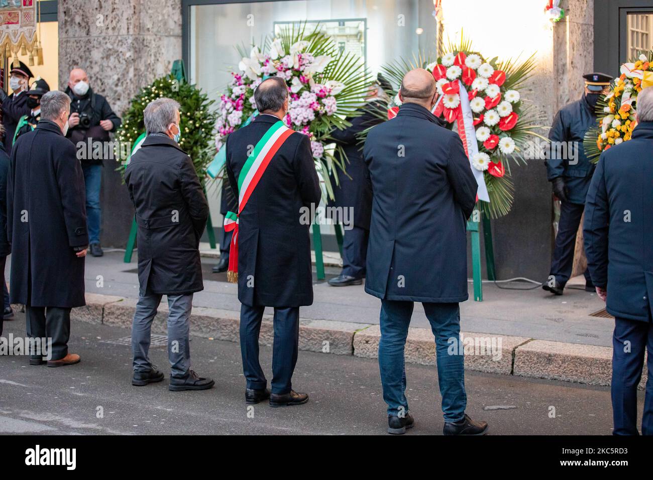 The mayor of Milan Giuseppe Sala commemoration of the victims on the 51st anniversary of the massacre in Piazza Fontana on December 12, 2020 in Milan, Italy. (Photo by Alessandro Bremec/NurPhoto) Stock Photo