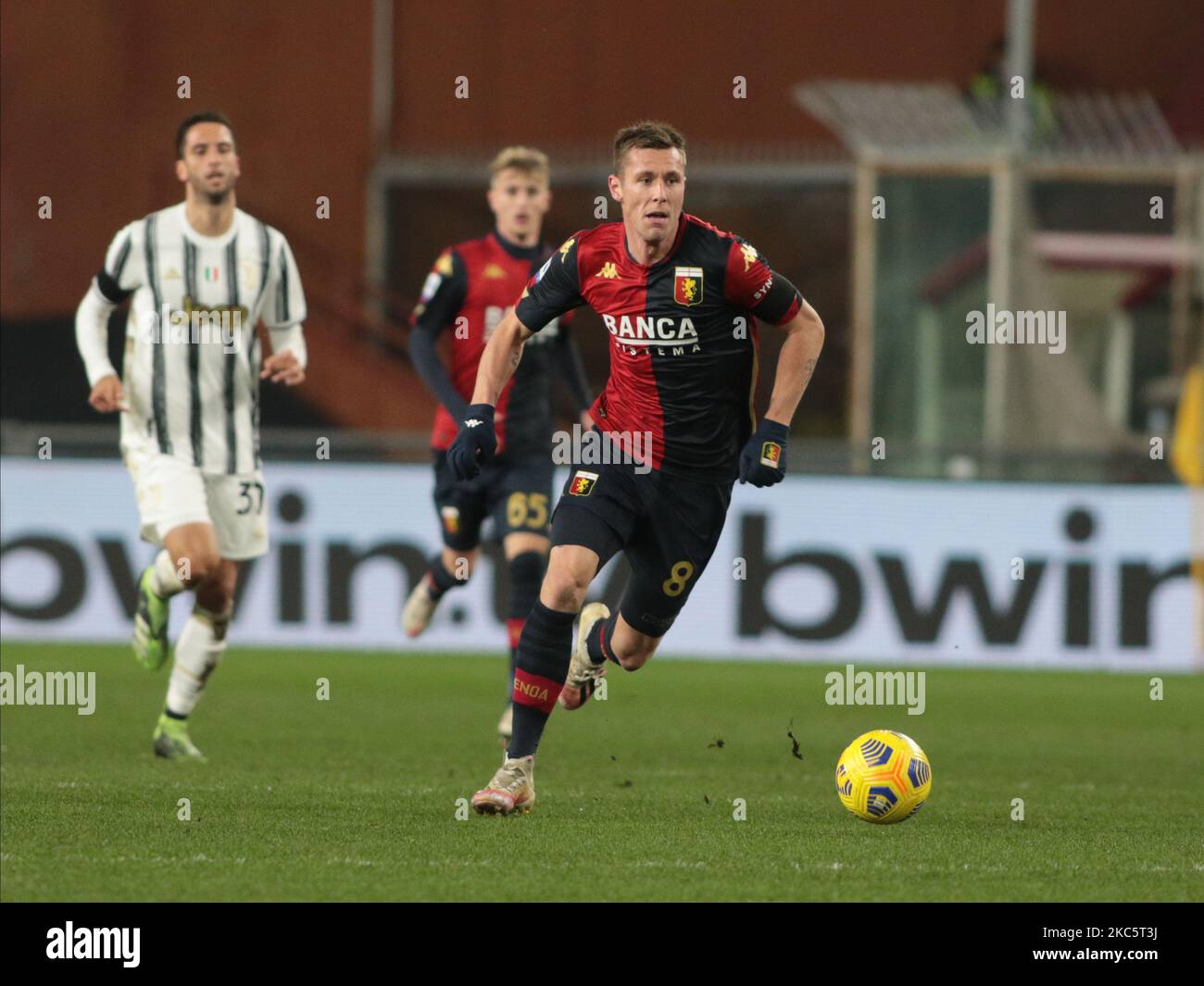 Lukas Lerager during the Serie A match between Genoa v Juventus, in Genova, on December 13, 2020 (Photo by Loris Roselli/NurPhoto) Stock Photo