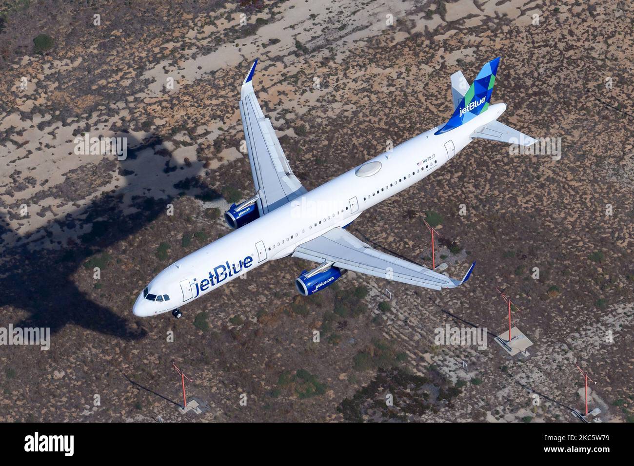 Jetblue Airways Airbus A321 aircraft landing. Airplane A321 of Jet Blue airline registered as N979JT. Stock Photo