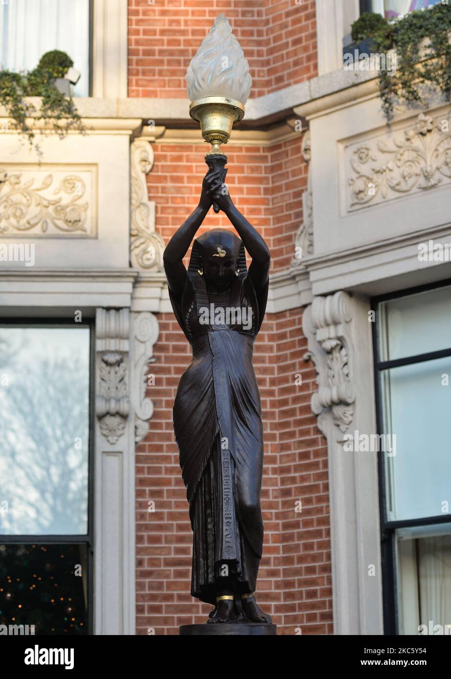 One of four statues that were temporarily removed from plinths outside