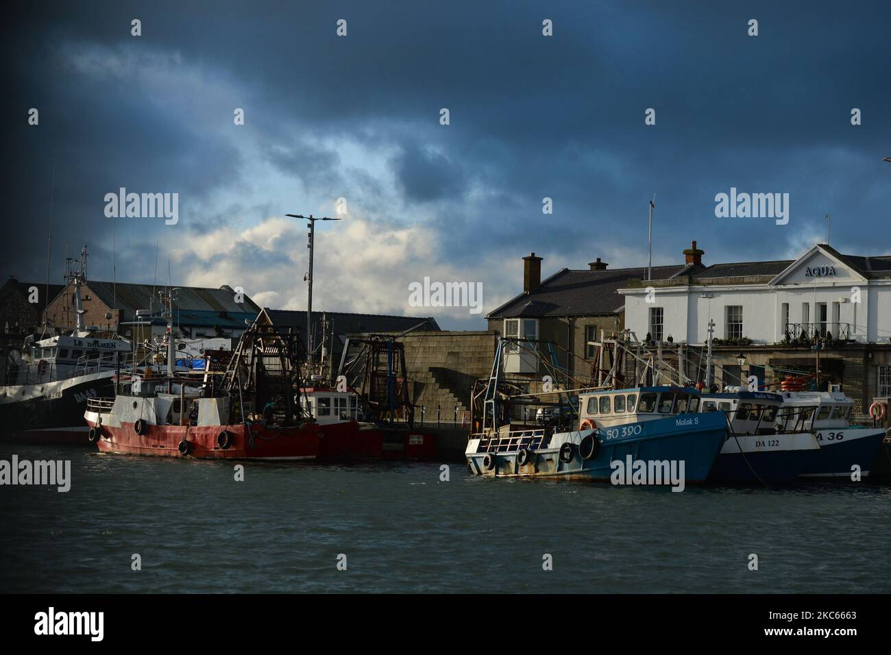 Fishing boats moored in Howth Harbor. Following Brexit, the UK will no longer be part of the EU Commons Fisheries Policy (CFP). Becoming an independent coastal state it will be fully responsible for managing fisheries in the UK’s Exclusive Economic Zone of 200 miles (including setting total allowable catches, distributing quotas and determining access to fisheries). However, access for EU vessels to UK waters and vice versa is part of the ongoing negotiations and a future agreement with the EU. According to Patrick Murphy, chief executive of the Irish South and West Fish Producers Organisation Stock Photo