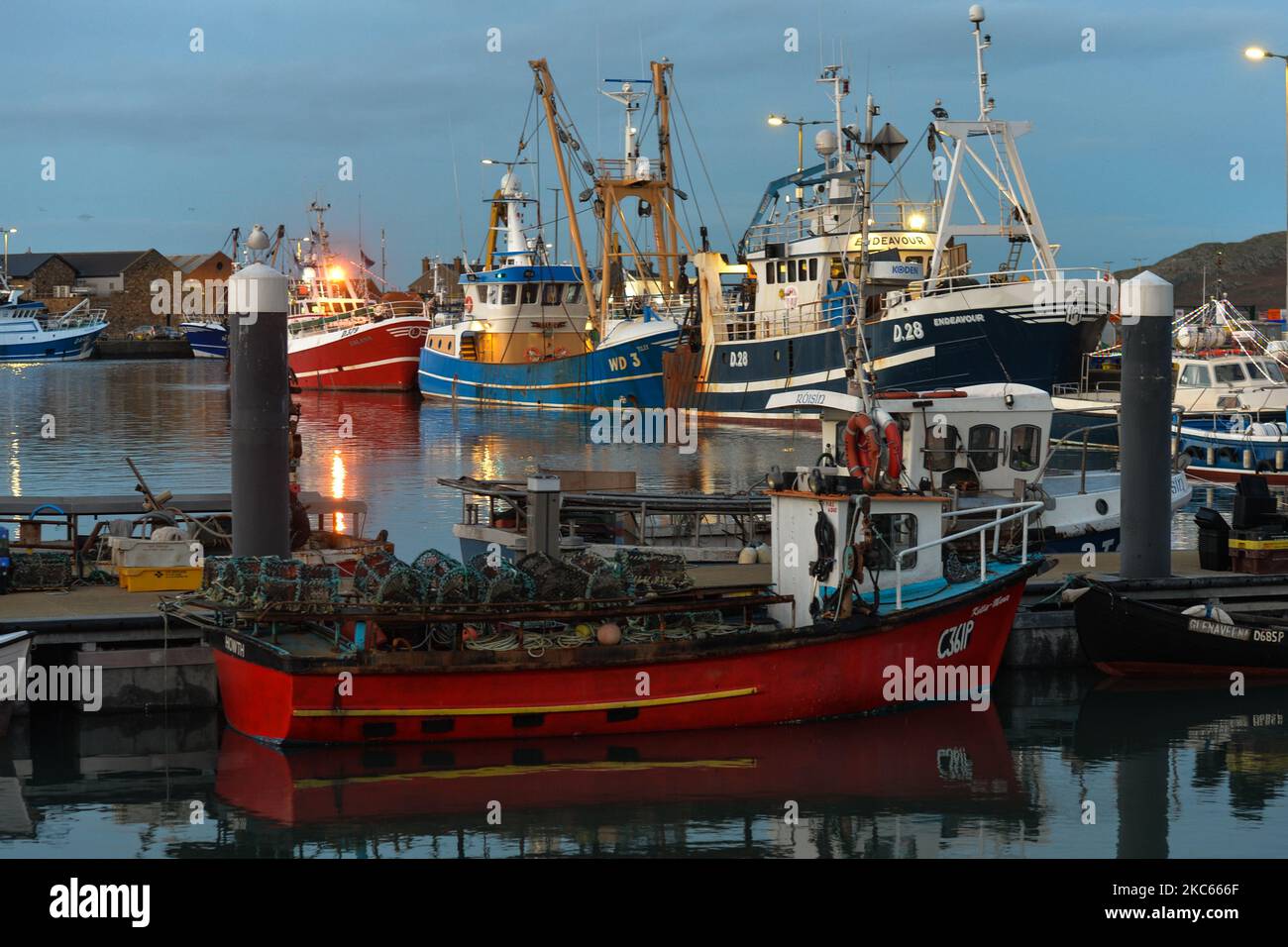 Fishing boats moored in Howth Harbor. Following Brexit, the UK will no longer be part of the EU Commons Fisheries Policy (CFP). Becoming an independent coastal state it will be fully responsible for managing fisheries in the UK’s Exclusive Economic Zone of 200 miles (including setting total allowable catches, distributing quotas and determining access to fisheries). However, access for EU vessels to UK waters and vice versa is part of the ongoing negotiations and a future agreement with the EU. According to Patrick Murphy, chief executive of the Irish South and West Fish Producers Organisation Stock Photo