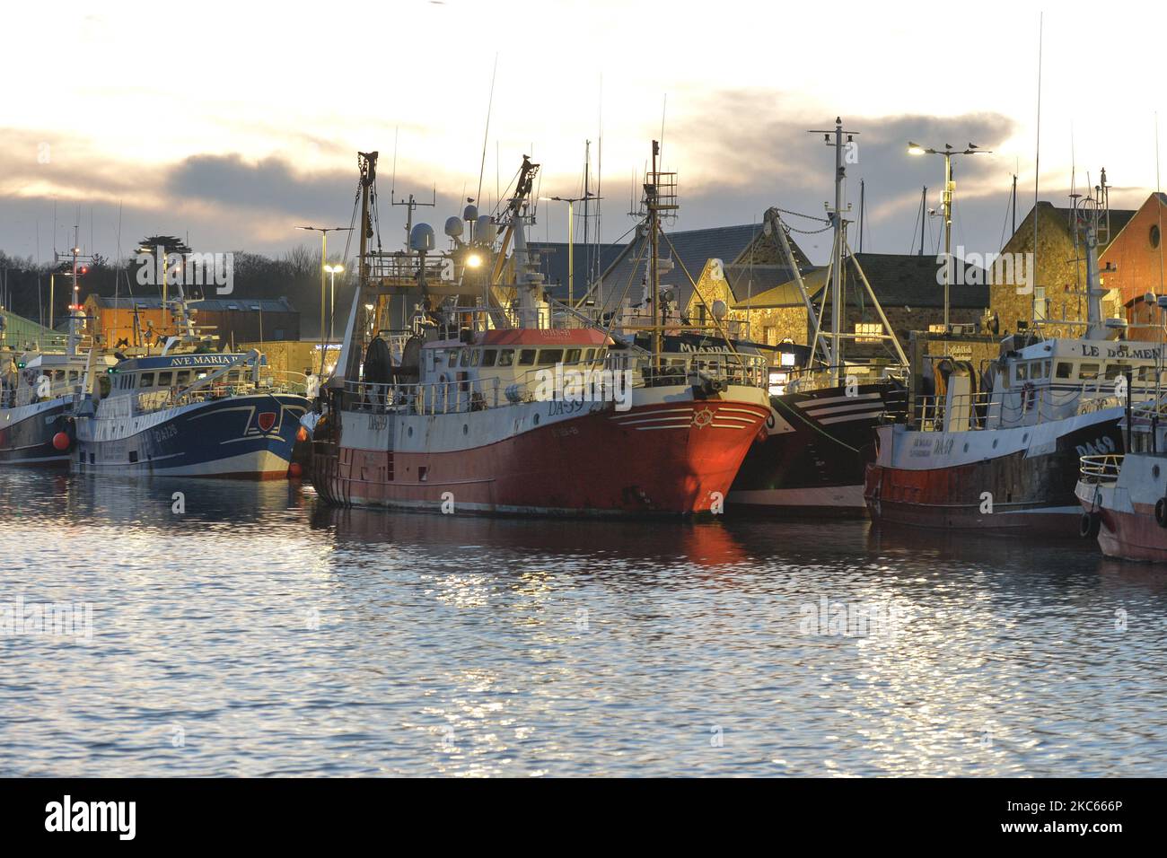 Fishing boats moored in Howth Harbor. Following Brexit, the UK will no longer be part of the EU Commons Fisheries Policy (CFP). Becoming an independent coastal state it will be fully responsible for managing fisheries in the UK’s Exclusive Economic Zone of 200 miles (including setting total allowable catches, distributing quotas and determining access to fisheries). However, access for EU vessels to UK waters and vice versa is part of the ongoing negotiations and a future agreement with the EU. According to Patrick Murphy, chief executive of the Irish South and West Fish Producers Organisation Stock Photo