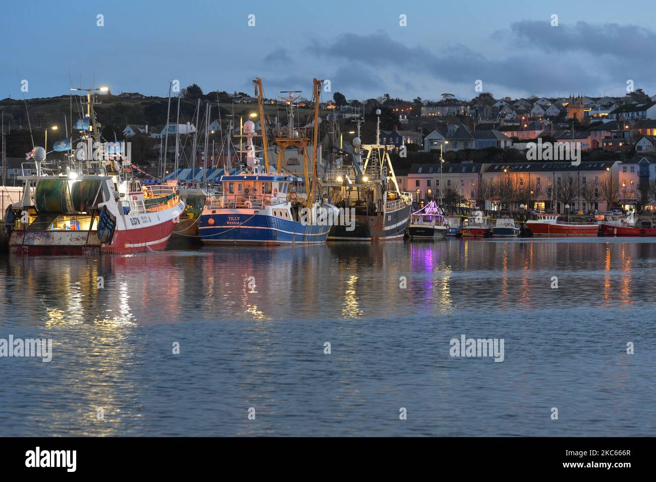 Fishing boats moored in Howth Harbor. Following Brexit, the UK will no longer be part of the EU Commons Fisheries Policy (CFP). Becoming an independent coastal state it will be fully responsible for managing fisheries in the UK’s Exclusive Economic Zone of 200 miles (including setting total allowable catches, distributing quotas and determining access to fisheries). However, access for EU vessels to UK waters and vice versa is part of the ongoing negotiations and a future agreement with the EU. According to Patrick Murphy, chief executive of the Irish South and West Fish Producers Organisation Stock Photo