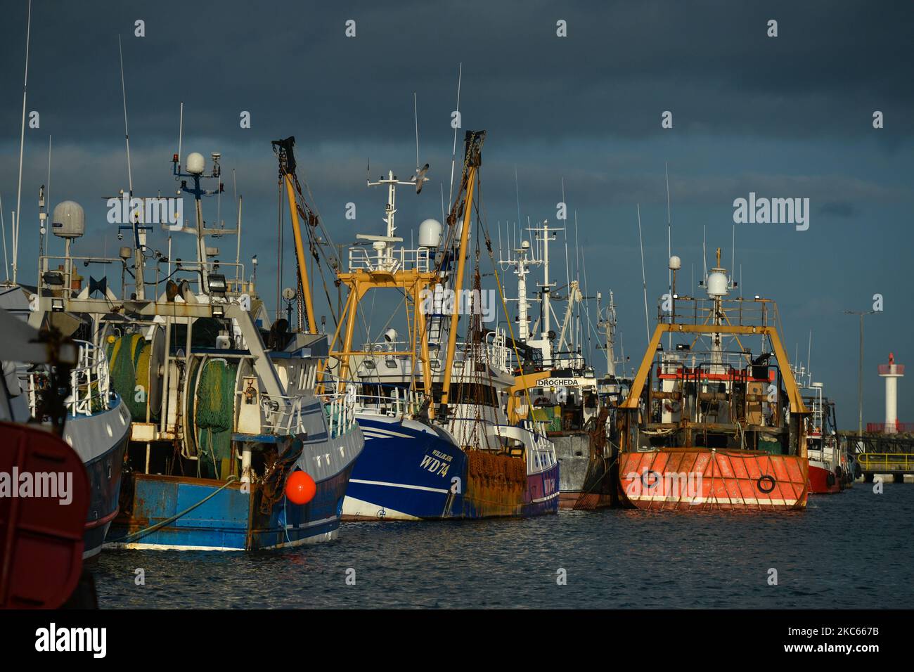 Fishing boats moored in Howth Harbor. Following Brexit, the UK will no longer be part of the EU Commons Fisheries Policy (CFP). Becoming an independent coastal state it will be fully responsible for managing fisheries in the UK’s Exclusive Economic Zone of 200 miles (including setting total allowable catches, distributing quotas and determining access to fisheries). However, access for EU vessels to UK waters and vice versa is part of the ongoing negotiations and a future agreement with the EU. According to Patrick Murphy, chief executive of the Irish South and West Fish Producers Organisation Stock Photo