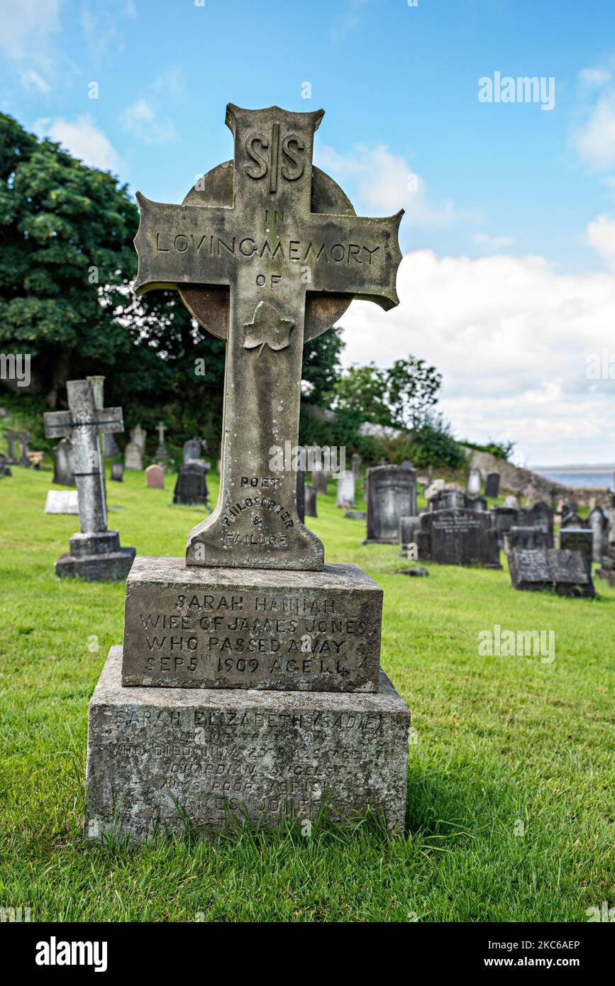 Curious & unusual, memorial stone in churchyard Stock Photo