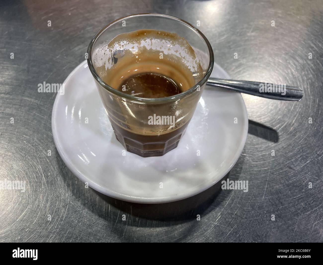 cafe cortado by the glass in a spanish bar Stock Photo Alamy