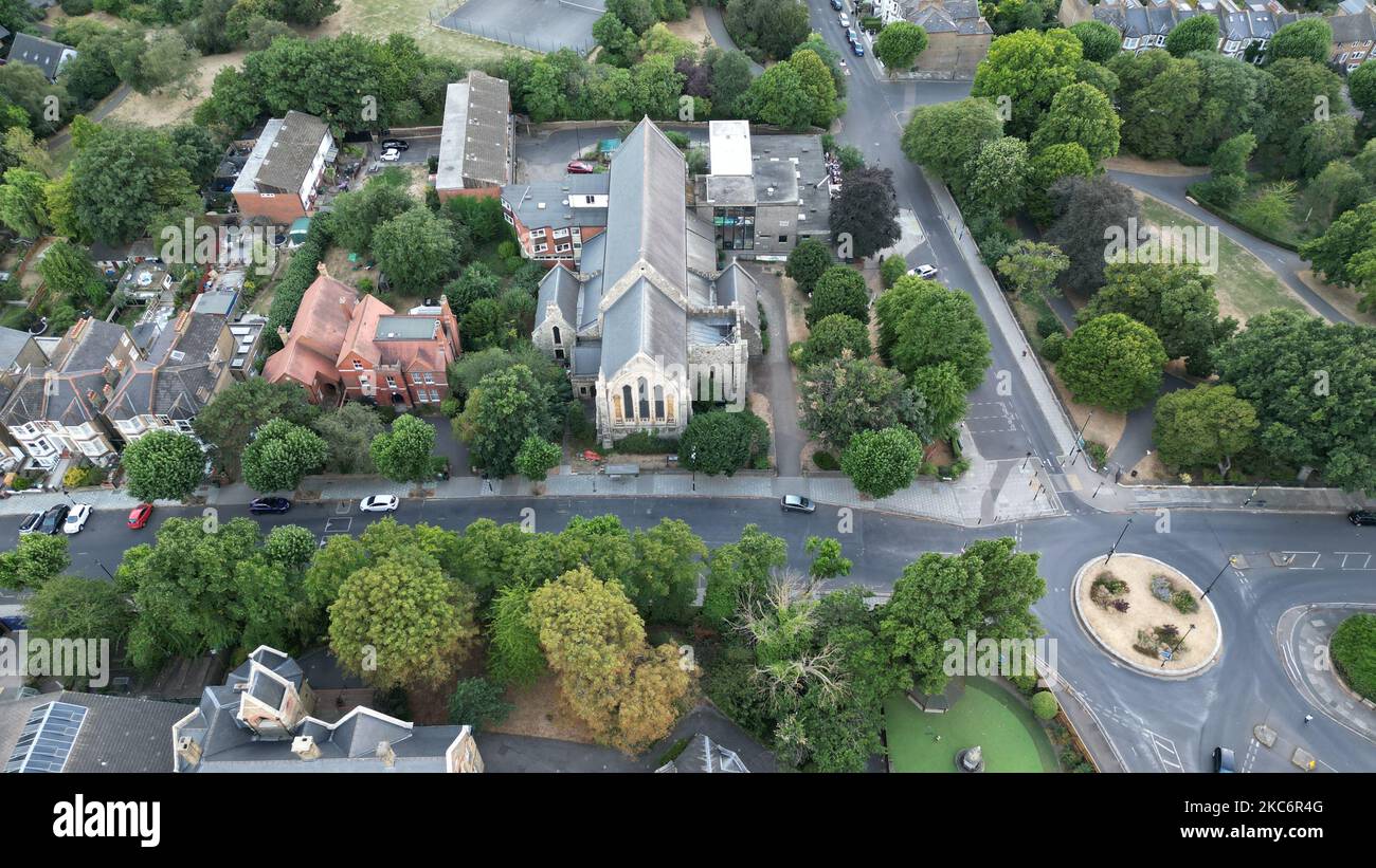 An aerial view of roundabout traffic circle in London Stock Photo - Alamy