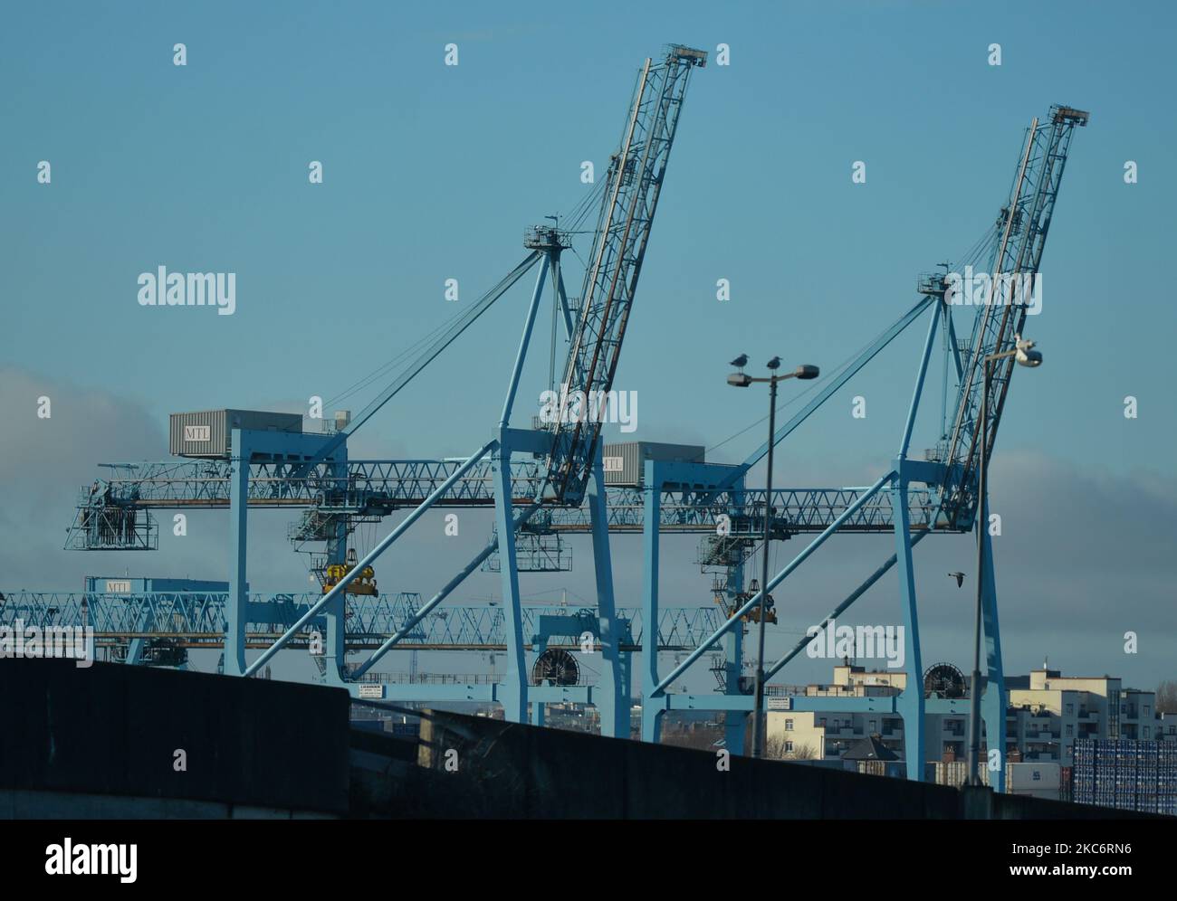Cranes Seen At The Container Terminal In Dublin Port The First Ferry cranes-seen-at-the-container-terminal-in-dublin-port-the-first-ferry
