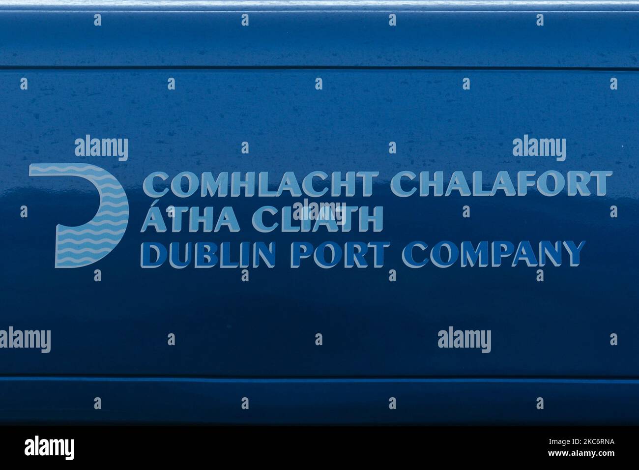 Dublin Port Company logo seen on a van outside the ferry passenger