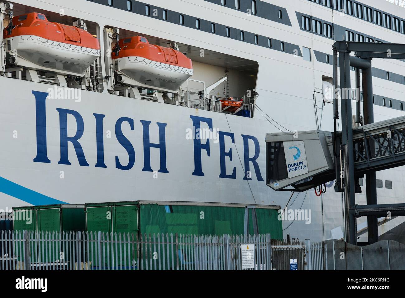 Irish Ferries' MV W.B. Yeats, a RORO passenger and freight vessel seen docked at Dublin Port